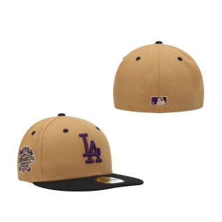 Los Angeles Dodgers 100th Anniversary Purple Undervisor 59FIFTY Fitted Hat Tan