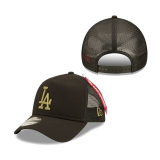 Los Angeles Dodgers x Alpha Industries A-Frame 9FORTY Trucker Snapback Hat Black