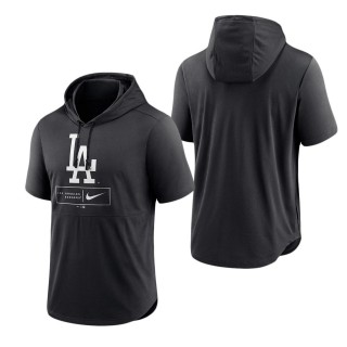 Men's Los Angeles Dodgers Black Logo Lockup Performance Short-Sleeved Pullover Hoodie