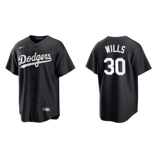 Men's Los Angeles Dodgers Maury Wills Black White Replica Official Jersey