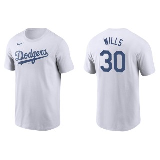 Men's Los Angeles Dodgers Maury Wills White Name & Number T-Shirt