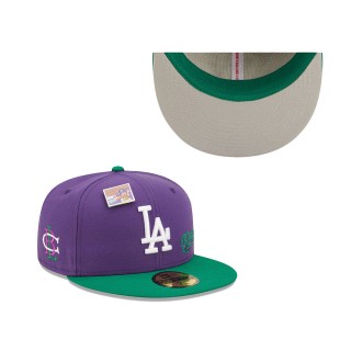 Los Angeles Dodgers Purple Green MLB x Big League Chew Ground Ball Grape Flavor Pack 59FIFTY Fitted Hat