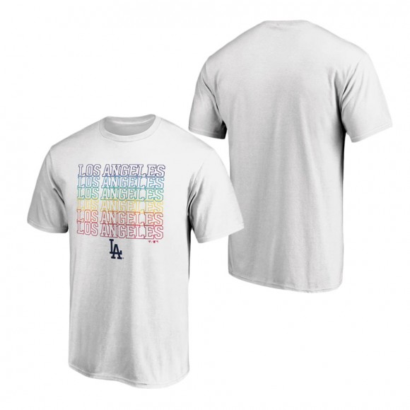 Men's Los Angeles Dodgers White Logo City Pride T-Shirt