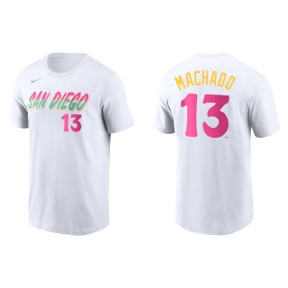 Manny Machado San Diego Padres White 2022 City Connect Name & Number T-Shirt