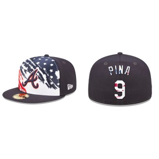 Manny Pina Atlanta Braves Navy 2022 4th of July Independence Day On-Field 59FIFTY Fitted Hat