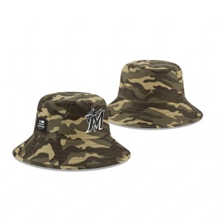 Miami Marlins Camo 2021 Armed Forces Day Bucket Hat