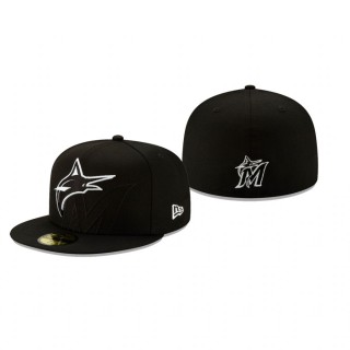 Marlins Elements Black Monochrome Logo 59FIFTY Fitted Hat