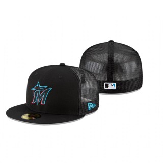Marlins Replica Mesh Back Black 59FIFTY Fitted Cap