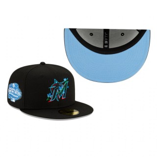 Marlins Black Side Patch Bloom 59FIFTY Fitted Hat