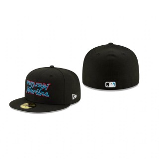 Marlins Black Team Mirror 59FIFTY Fitted Hat