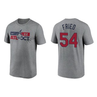 Max Fried Atlanta Braves Heather Charcoal 2022 Postseason T-Shirt