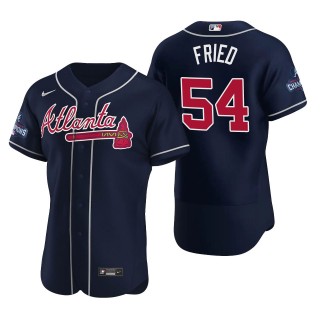 Max Fried Atlanta Braves Navy 2021 World Series Champions Authentic Jersey