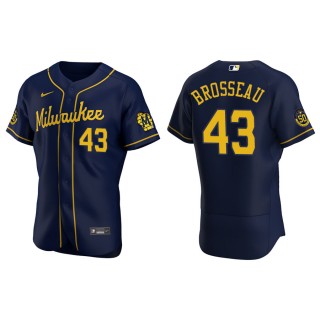 Mike Brosseau Brewers Navy Authentic Alternate Jersey