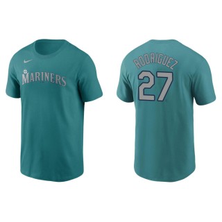 Julio Rodriguez Mariners Aqua Name & Number Nike T-Shirt