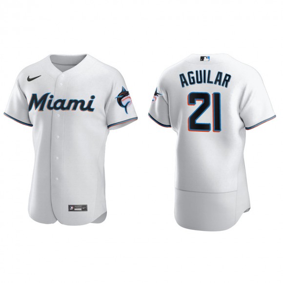 Jesus Aguilar Marlins White Authentic Home Jersey