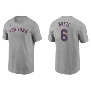 Starling Marte Mets Gray Name & Number Nike T-Shirt
