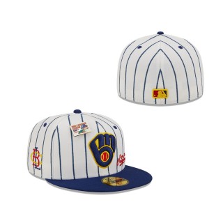 Milwaukee Brewers New Era White Navy MLB x Big League Chew Original 59FIFTY Fitted Hat