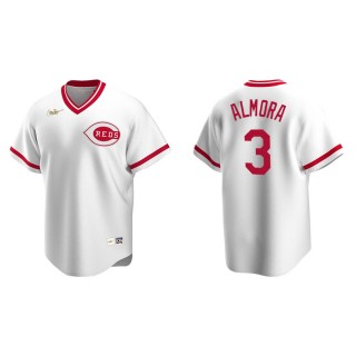 Men's Reds Albert Almora Jr White Cooperstown Collection Home Jersey