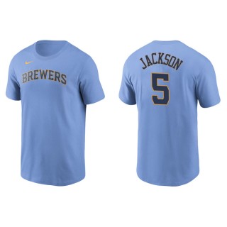 Men's Milwaukee Brewers Alex Jackson Light Blue Name & Number T-Shirt