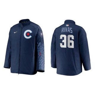 Men's Chicago Cubs Alfonso Rivas Navy City Connect Dugout Jacket