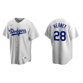 Men's Brooklyn Dodgers Andrew Heaney White Cooperstown Collection Home Jersey