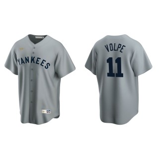 Anthony Volpe Gray Cooperstown Collection Road Jersey