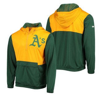 Men's Athletics Green Gold Anorak Hoodie Half-Zip Jacket