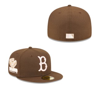 Men's Brooklyn Dodgers Brown Ebbets Field Pink Undervisor 59FIFTY Fitted Hat
