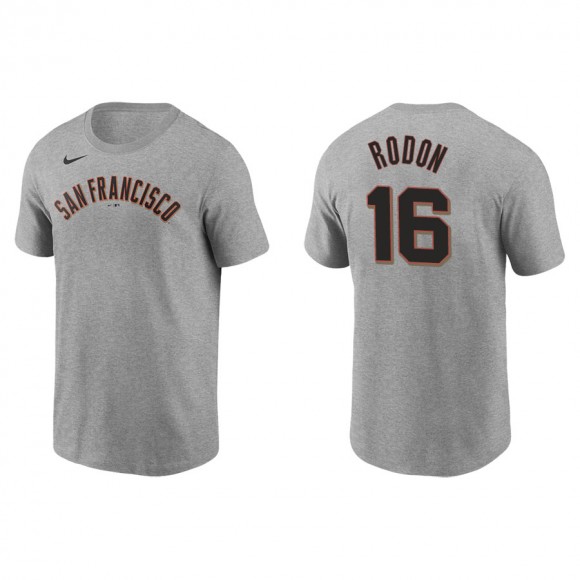 Men's Giants Carlos Rodon Gray Name & Number Nike T-Shirt