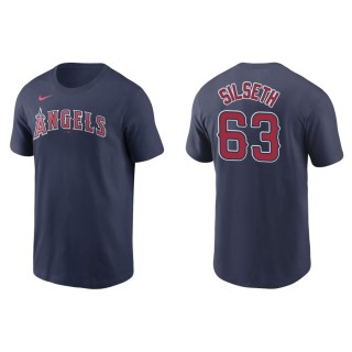 Men's Los Angeles Angels Chase Silseth Navy Name & Number T-Shirt