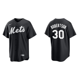 Men's New York Mets David Robertson Black White Replica Official Jersey