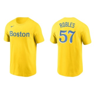 Men's Red Sox Hansel Robles Gold 2021 City Connect Wordmark T-Shirt