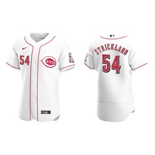 Men's Reds Hunter Strickland White Authentic Home Jersey