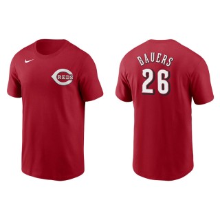 Men's Reds Jake Bauers Red Name & Number Nike T-Shirt