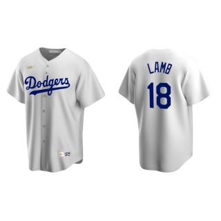 Men's Brooklyn Dodgers Jake Lamb White Cooperstown Collection Home Jersey