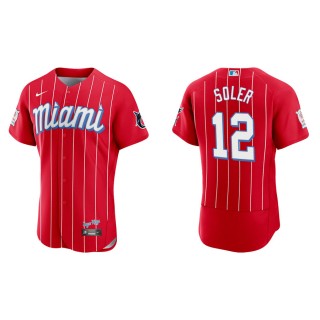 Men's Marlins Jorge Soler Red 2021 City Connect Authentic Jersey