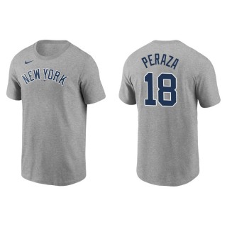 Men's Yankees Jose Peraza Gray Name & Number Nike T-Shirt