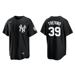 Men's Yankees Jose Trevino Black White Replica Official Jersey