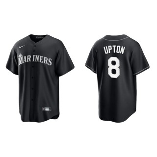 Men's Seattle Mariners Justin Upton Black White Replica Official Jersey