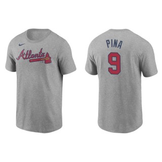 Men's Braves Manny Pina Gray Name & Number Nike T-Shirt