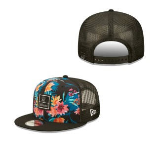 Men's Miami Marlins Black Tropic Trucker 9FIFTY Snapback Hat