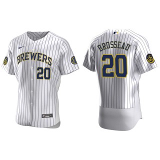 Men's Brewers Mike Brosseau White Authentic Home Jersey