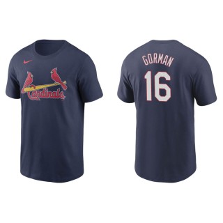 Men's St. Louis Cardinals Nolan Gorman Navy Name & Number T-Shirt
