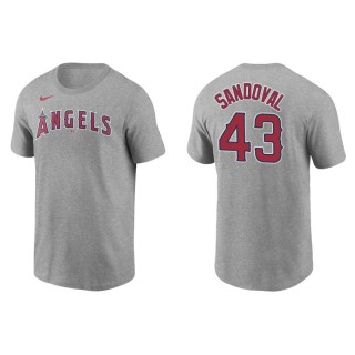 Men's Los Angeles Angels Patrick Sandoval Gray Name & Number T-Shirt