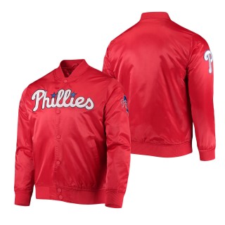 Men's Philadelphia Phillies Red Wordmark Satin Full-Snap Jacket