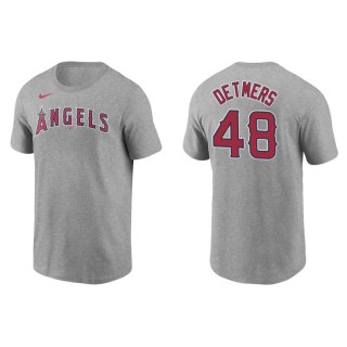 Men's Los Angeles Angels Reid Detmers Gray Name & Number T-Shirt