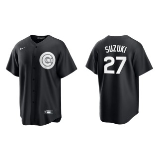 Men's Chicago Cubs Seiya Suzuki Black White Replica Official Jersey