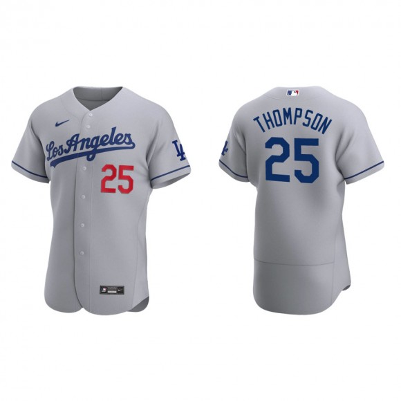 Men's Los Angeles Dodgers Trayce Thompson Gray Authentic Road Jersey