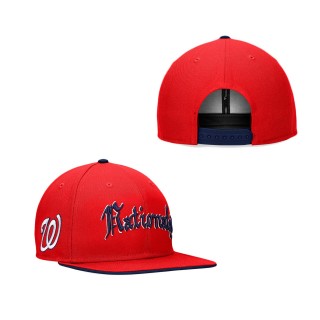 Men's Washington Nationals Fanatics Branded Red Iconic Old English Snapback Hat