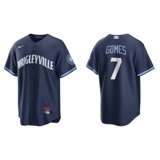 Men's Cubs Yan Gomes Navy 2021 City Connect Replica Jersey